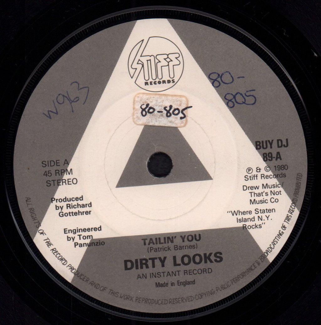 Dirty Looks (New Wave/Power Pop Group) - Tailin' You - 7 Inch