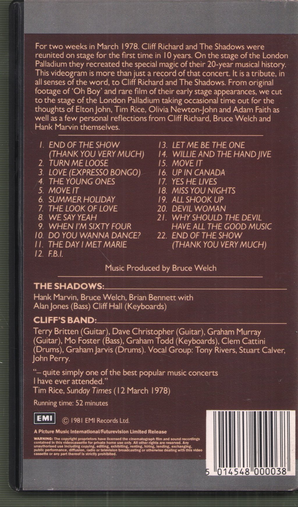 Cliff Richard & The Shadows - Thank You Very Much (Reunion Concert At The London Palladium) - Video