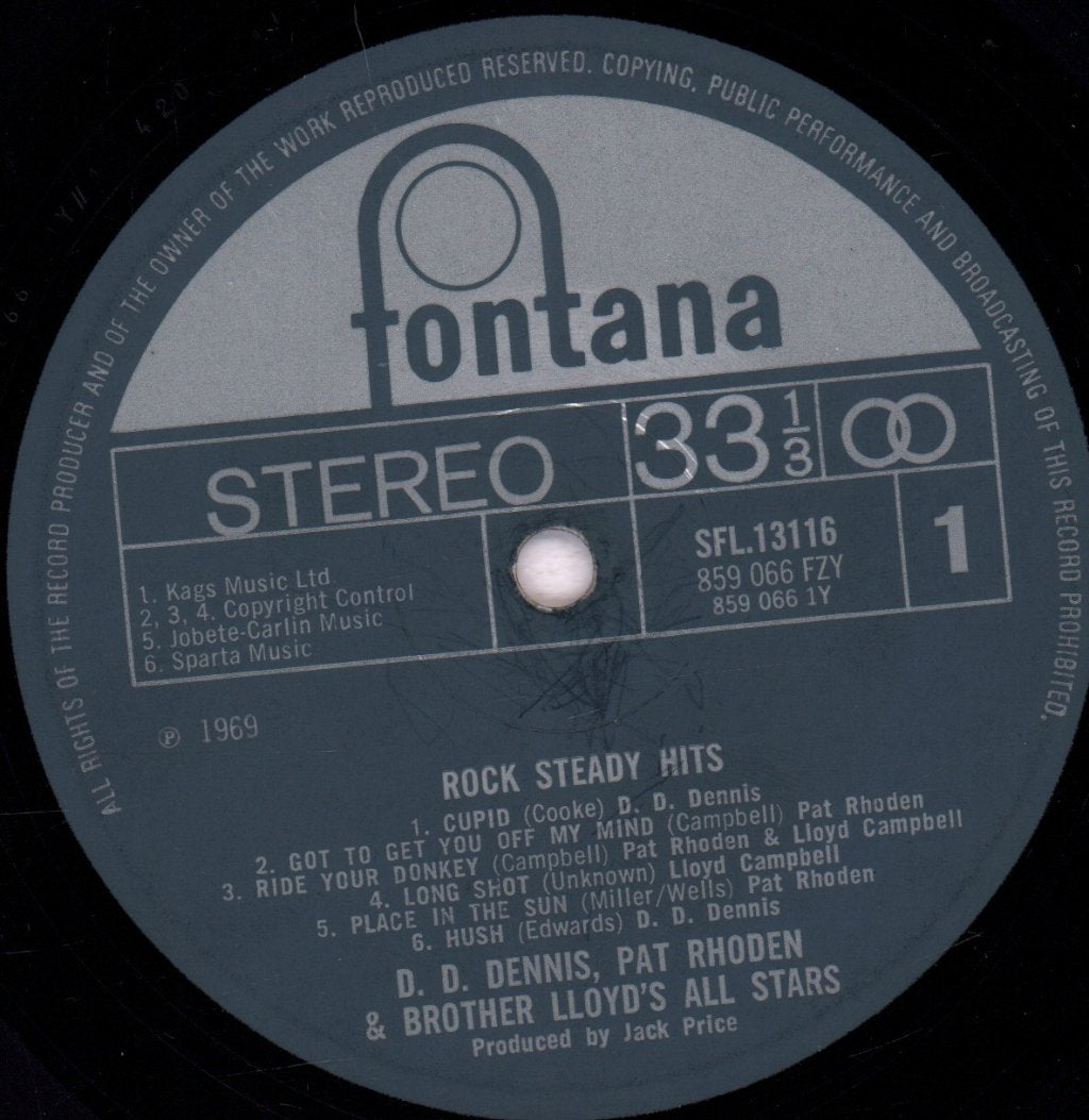 D D Dennis Pat Rhoden And Brother Lloyds All Stars - Rock Steady Hits - Lp