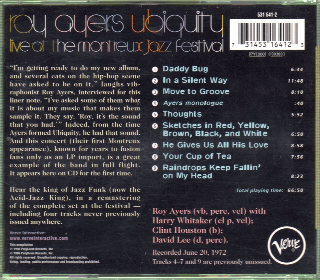 Roy Ayers Ubiquity - Live At The Montreux Jazz Festival - Cd