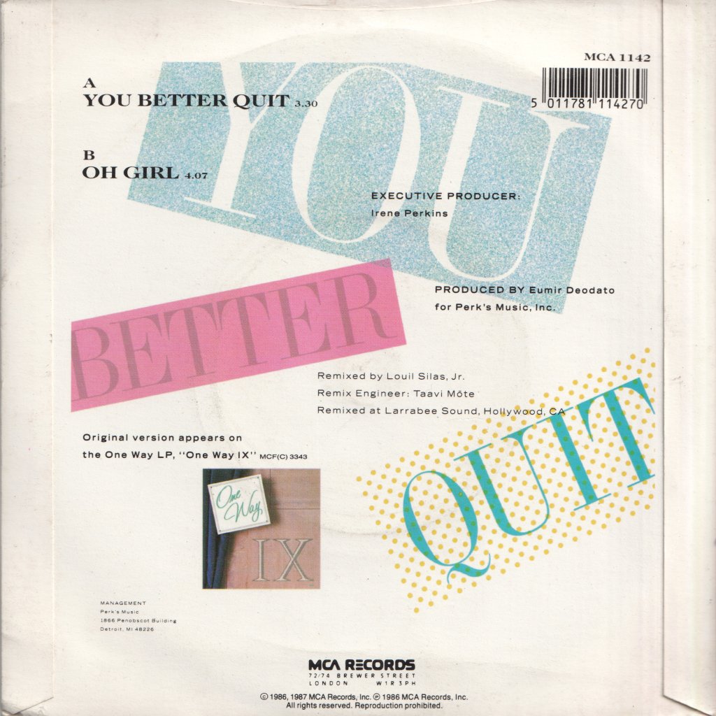 One Way - You Better Quit - 7 Inch