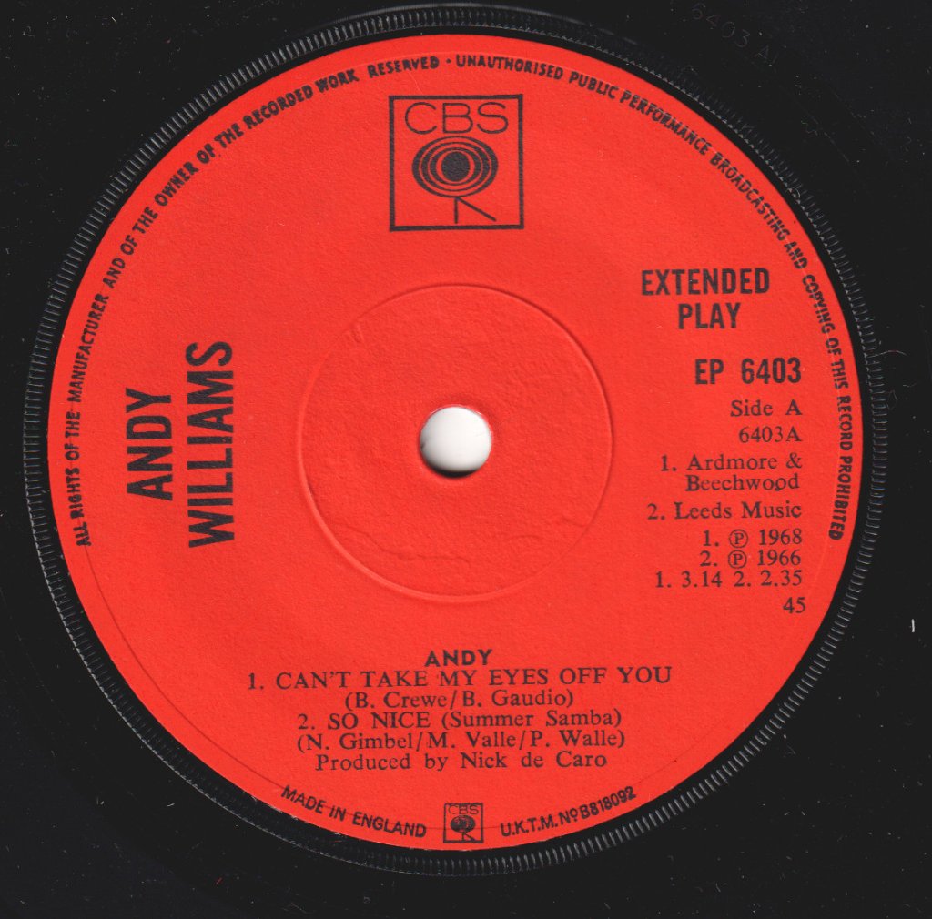 Andy Williams - Andy - 7 Inch