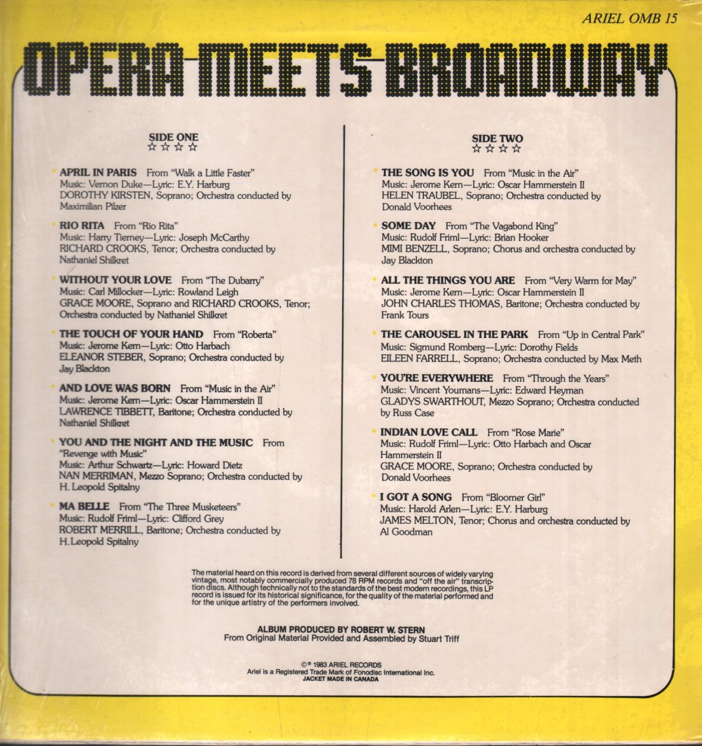 Various Artists - Opera Meets Broadway - Lp