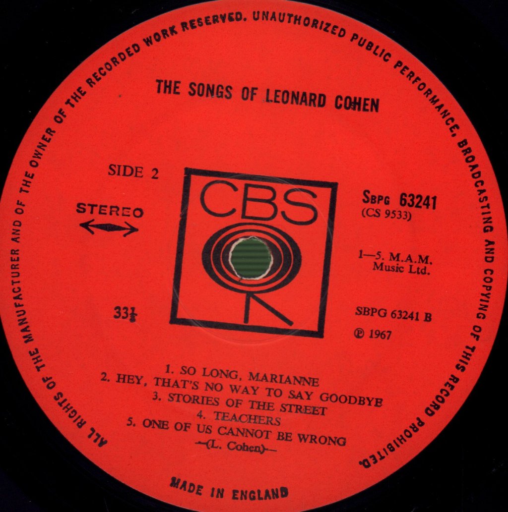 Leonard Cohen - Songs Of Leonard Cohen - Lp