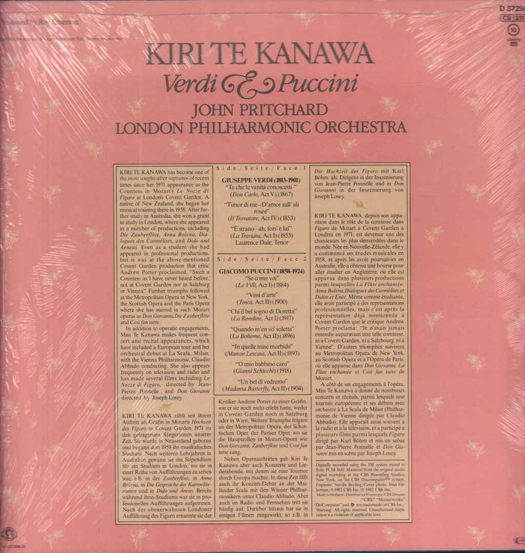 Kiri Te Kanawa - Verdi And Puccini - Lp