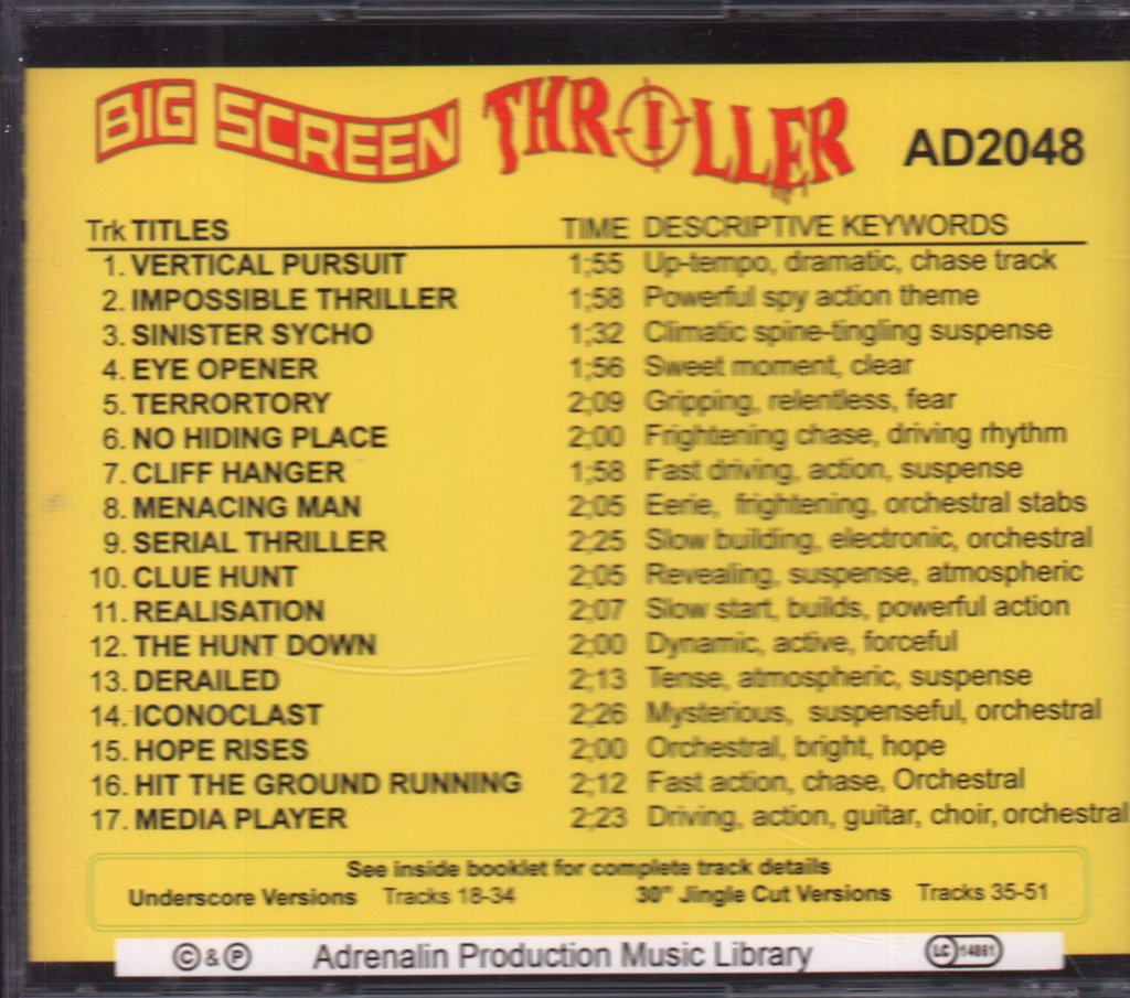 Various Artists - big screen thriller - Cd