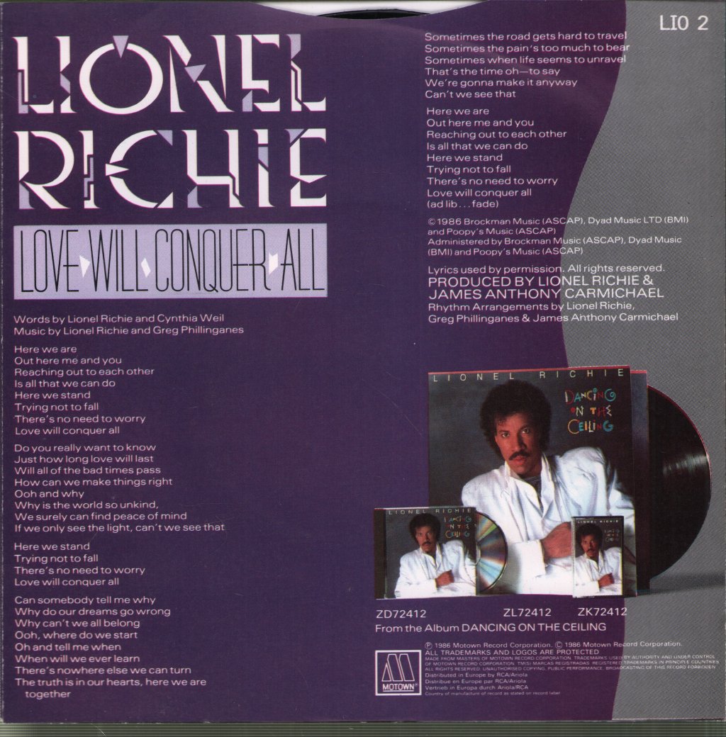 Lionel Richie - Love Will Conquer All - 7 Inch