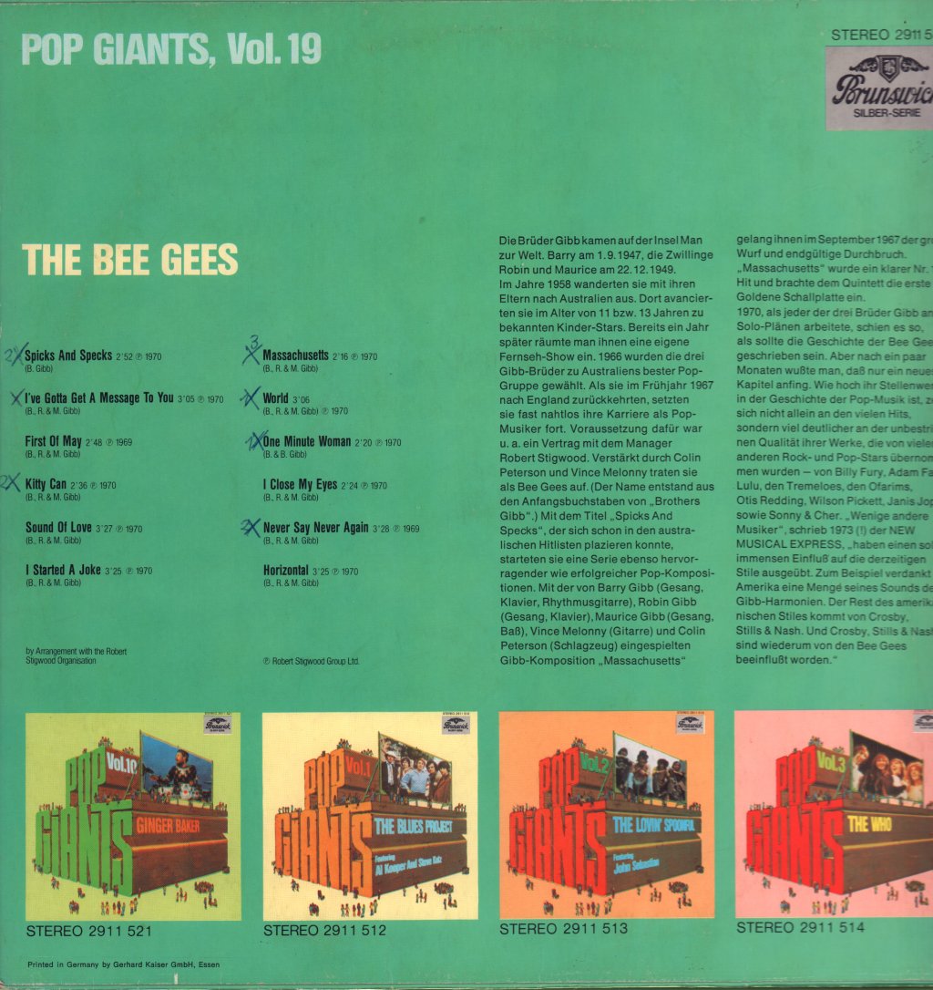 Bee Gees - Pop Giants, Vol. 19 - Lp