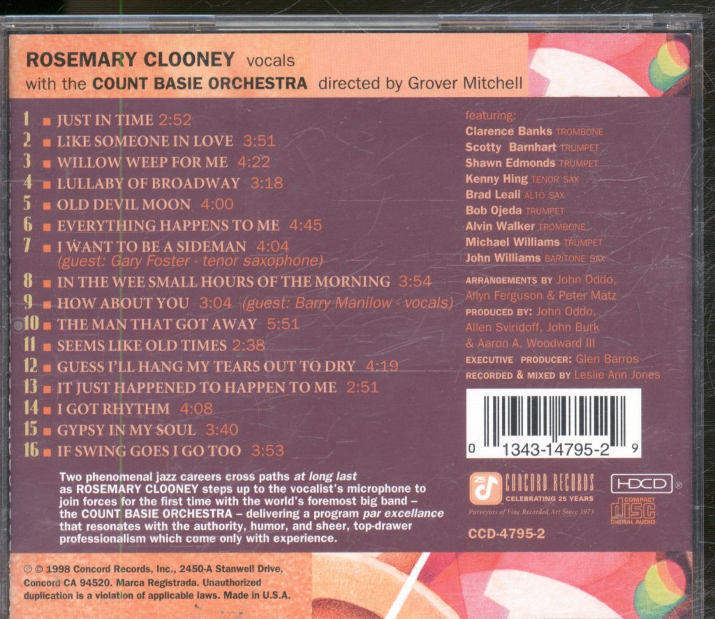 Rosemary Clooney / The Count Basie Orchestra - At Long Last - Cd