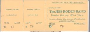 Jess Roden Band - Free Trade Hall Manchester 22Nd May 1975 - Ticket