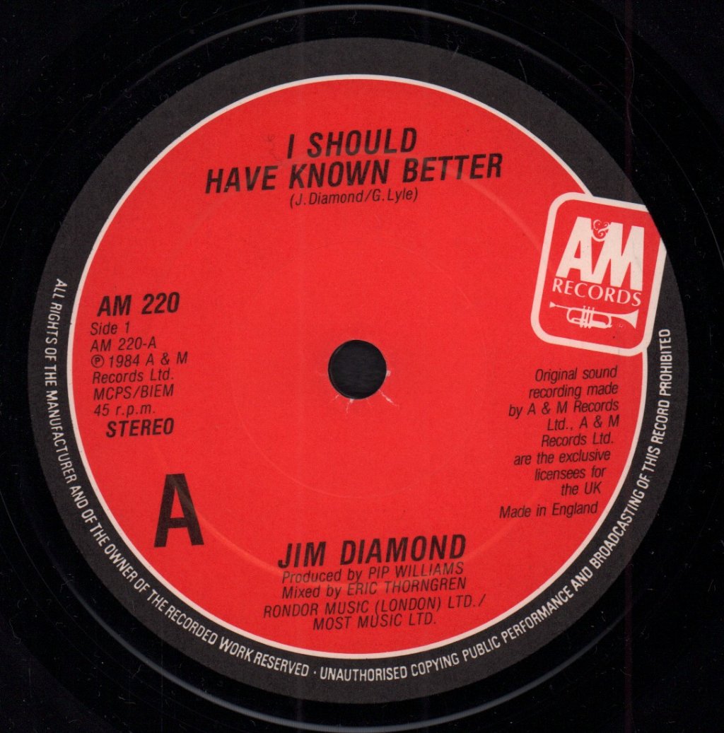 Jim Diamond - I Should Have Known Better - 7 Inch