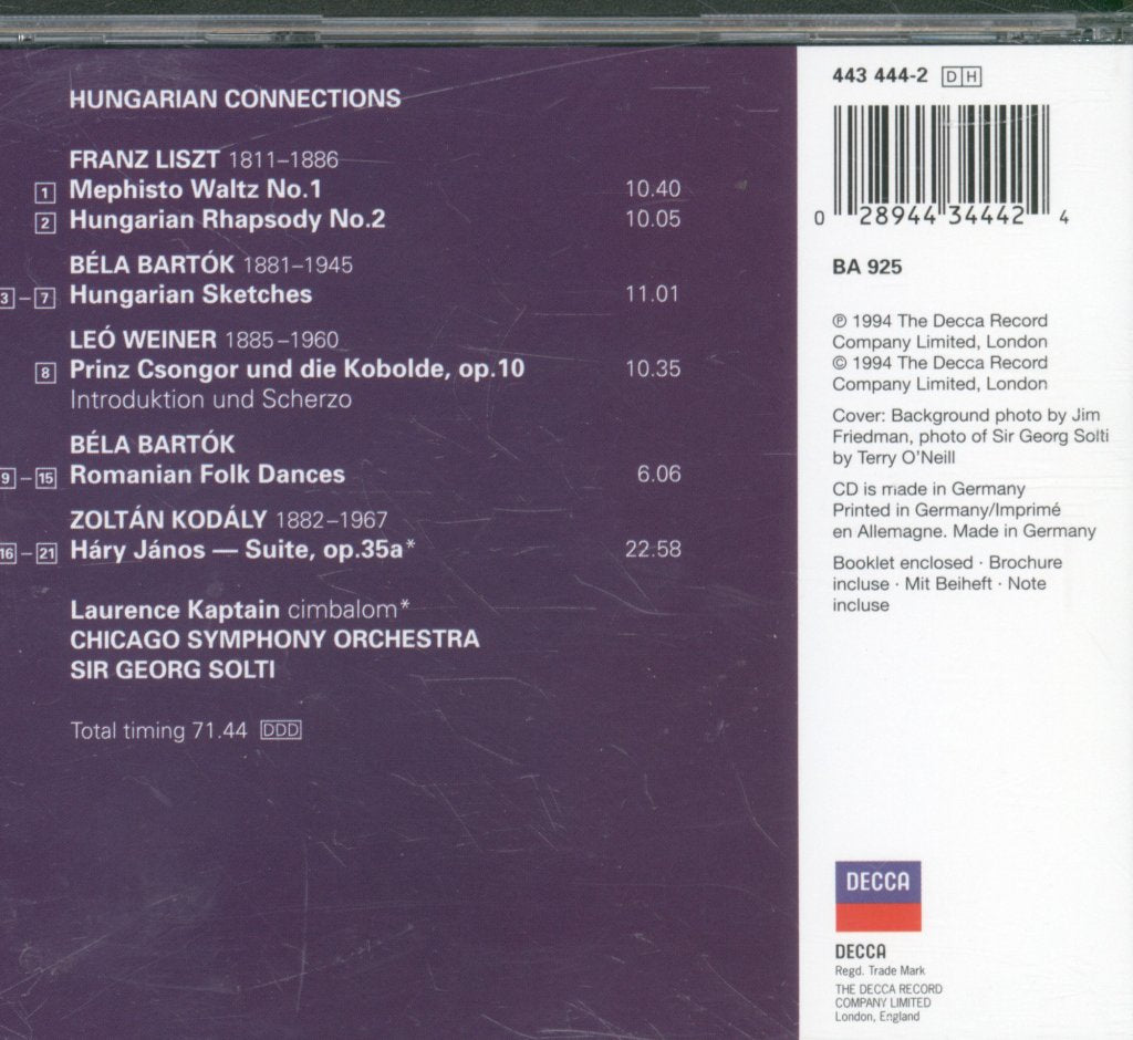 Chicago Symphony Orchestra / Sir Georg Solti - Hungarian Connections - Cd
