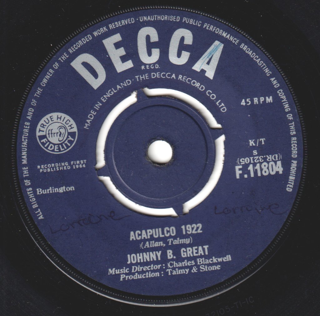 Johnny B Great - Acapulco 1922 - 7 Inch
