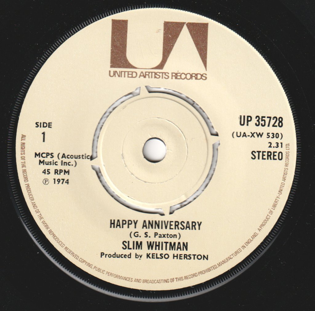 Slim Whitman - Happy Anniversary - 7 Inch