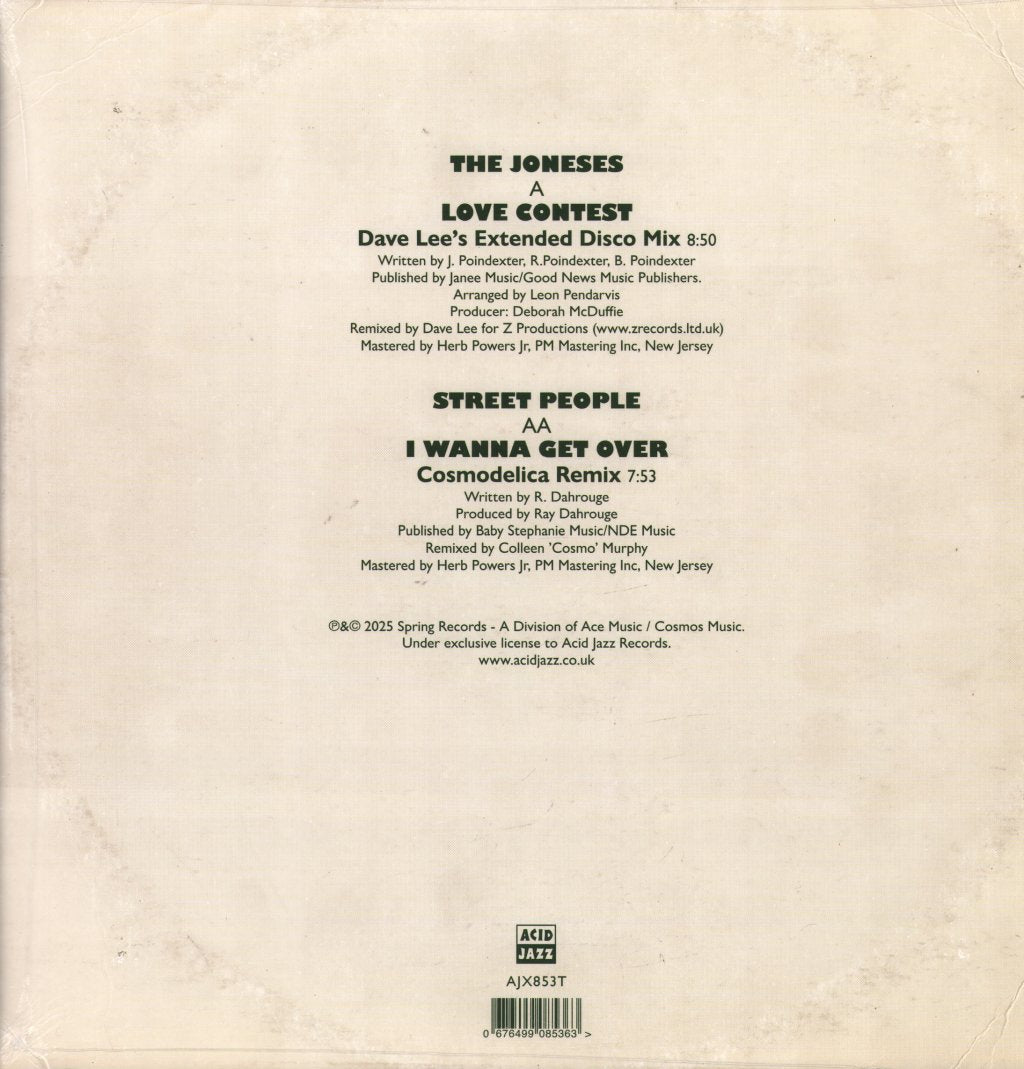 Joneses and Street People - Love Contest / I Wanna Get Over (Spring Revisited Mixes) - 12 Inch