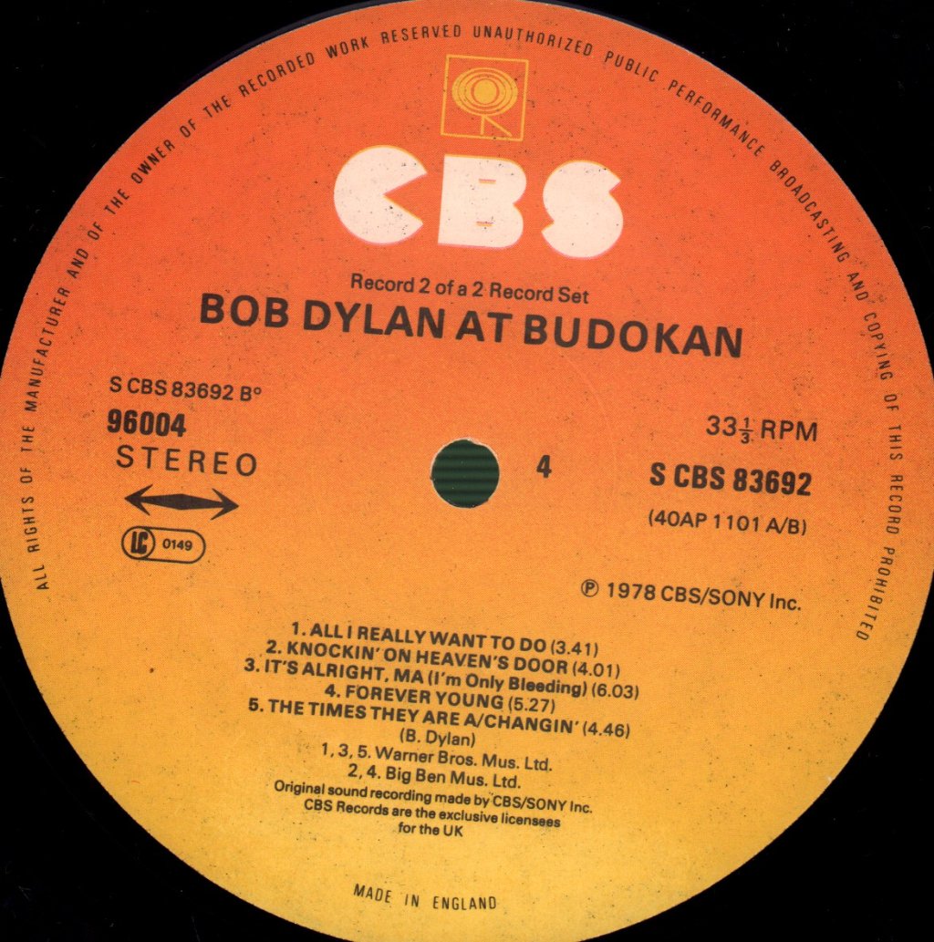 Bob Dylan - At Budokan - Double Lp