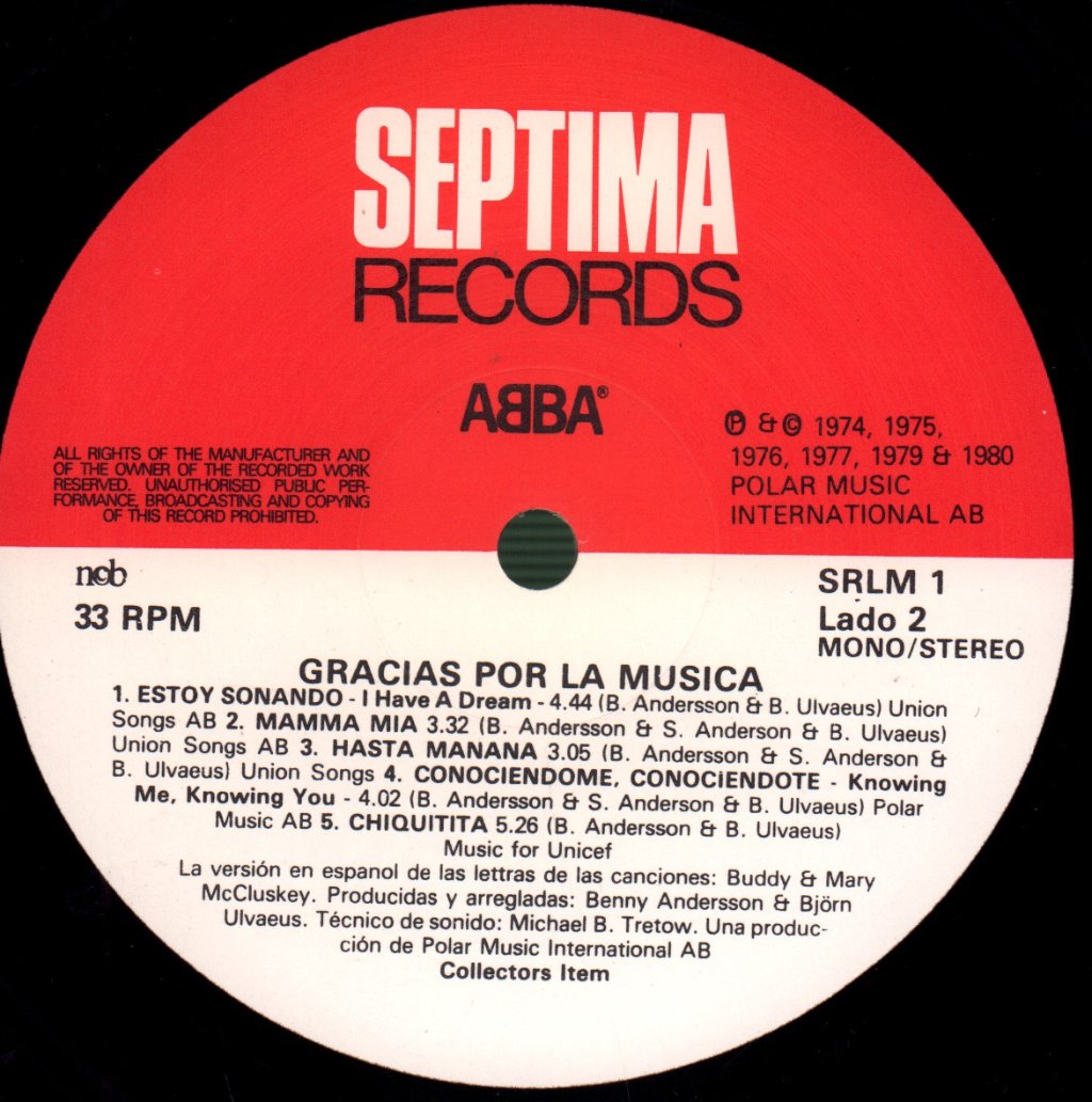 ABBA - Gracias Por La Musica - Lp