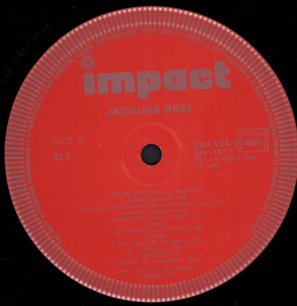 Jacques Brel - Programme Plus - Lp
