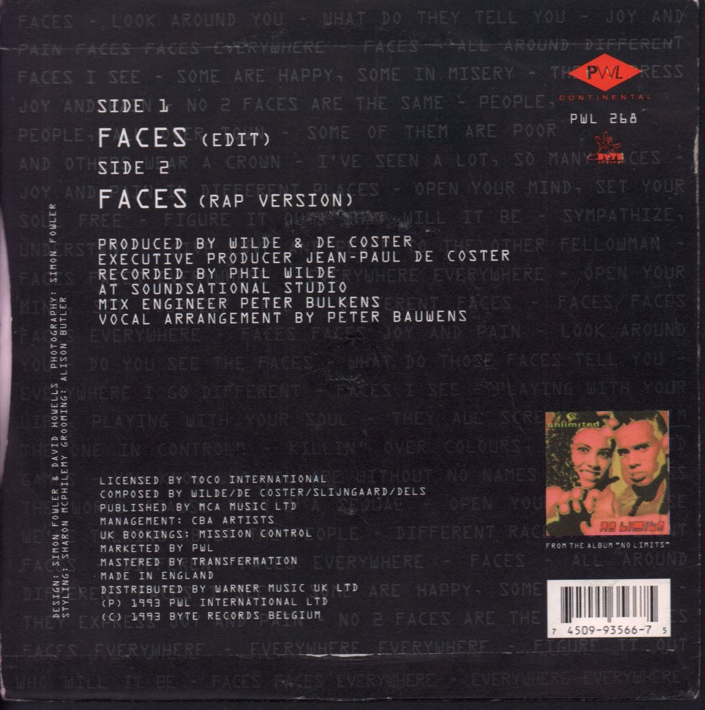 2 Unlimited - Faces - 7 Inch