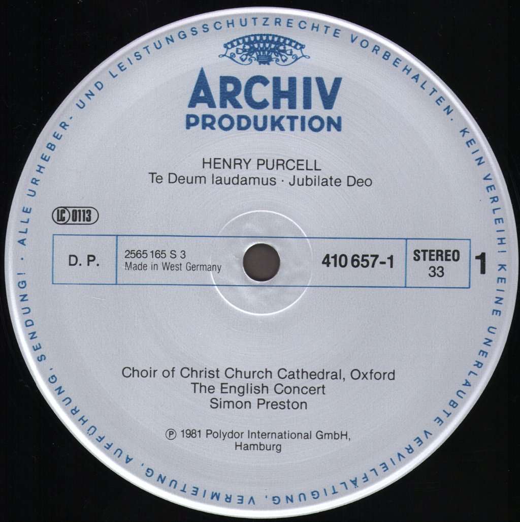 Simon Preston / Choir Of Christ Church Cathedral, Oxford / English Concert / Trevor Pinnock - Henry Purcell - Te Deum / Anthems - Lp