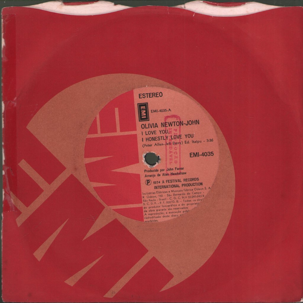 Olivia Newton John - I Love You I Honestly Love You - 7 Inch