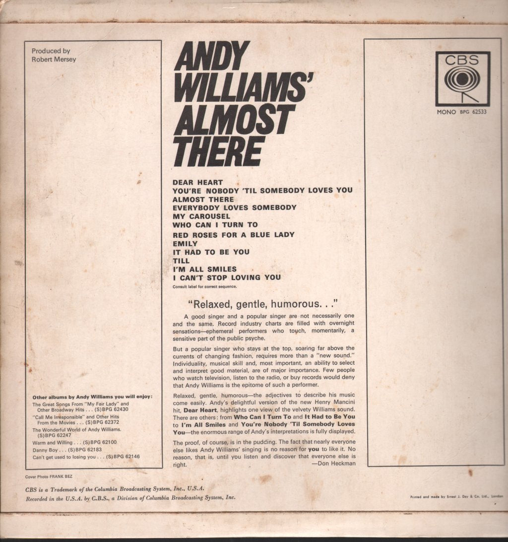 Andy Williams - Almost There - Lp