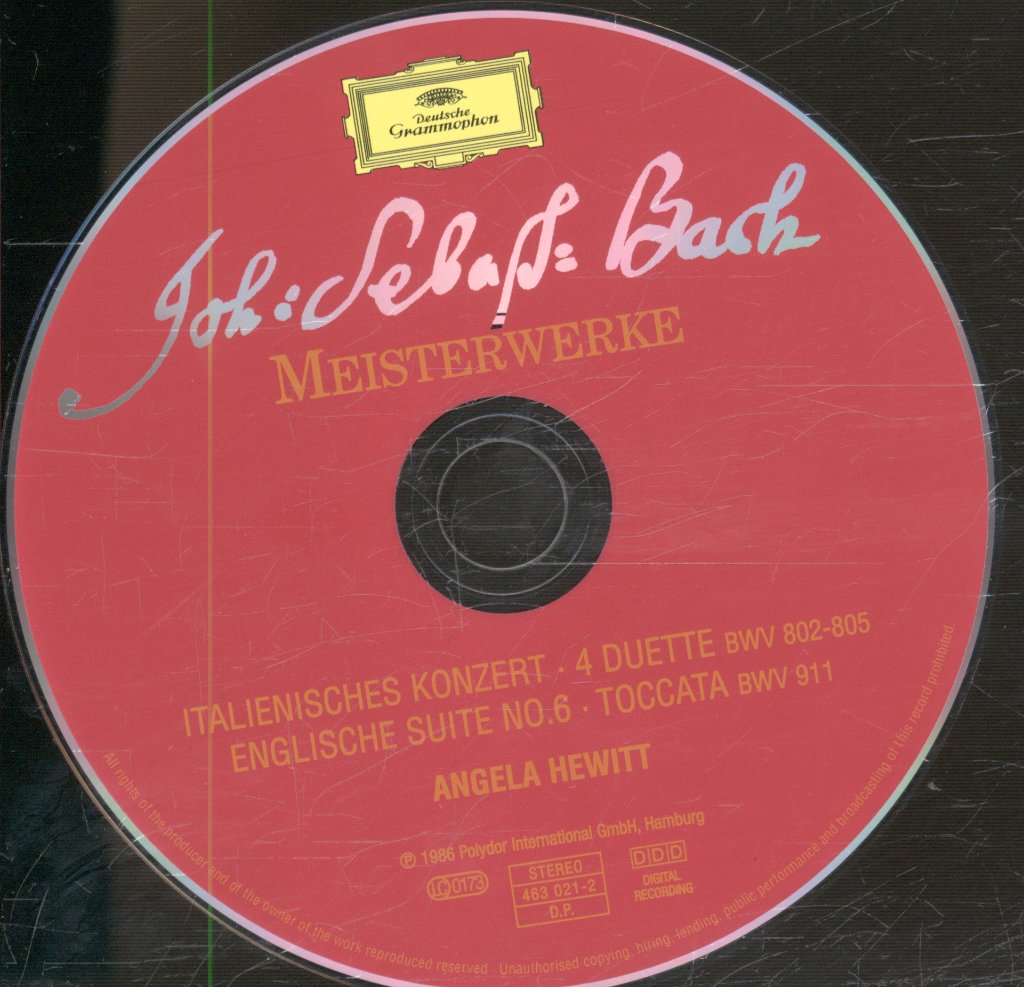 Angela Hewitt - Bach - Italienisches Konzert ‧ Englische Suite No. 6 ‧ Toccata BWV 911 ‧ 4 Duette BWV 802-805 - Cd