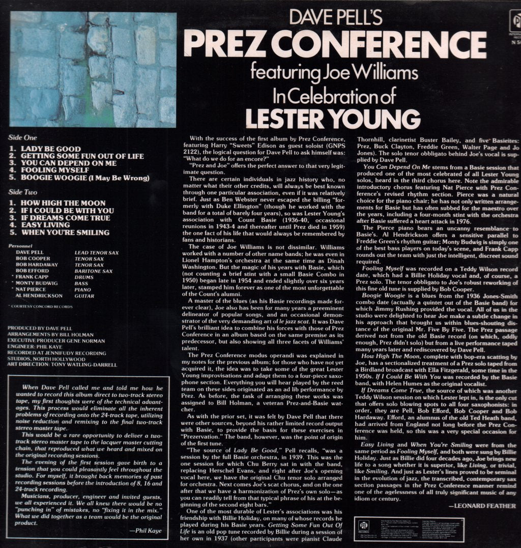 Dave Pell's Prez Conference featuring joe williams - In Celebration Of Lester Young - Lp