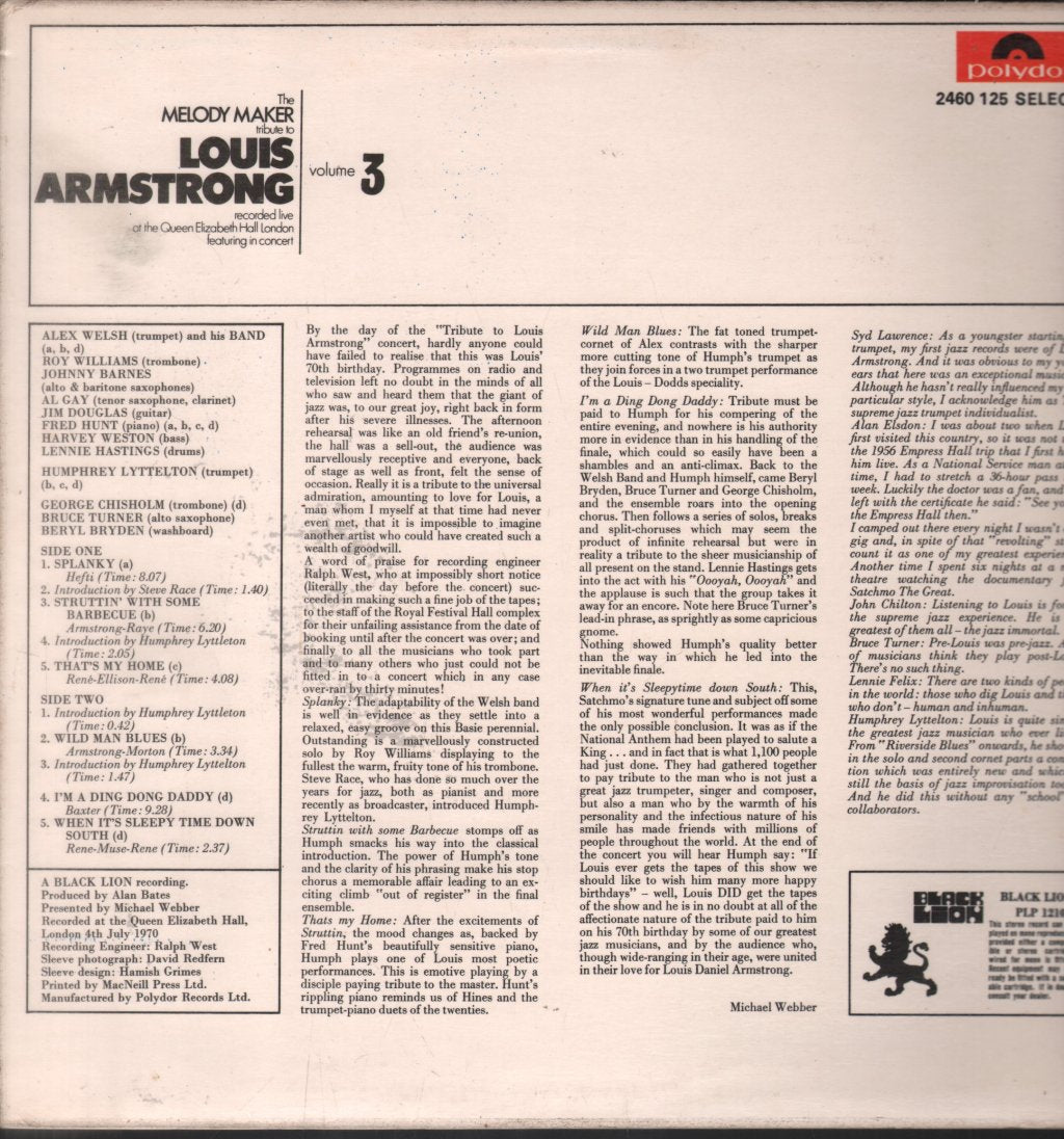 Various Artists - Melody Maker Tribute To Louis Armstrong Vol.3 - Lp