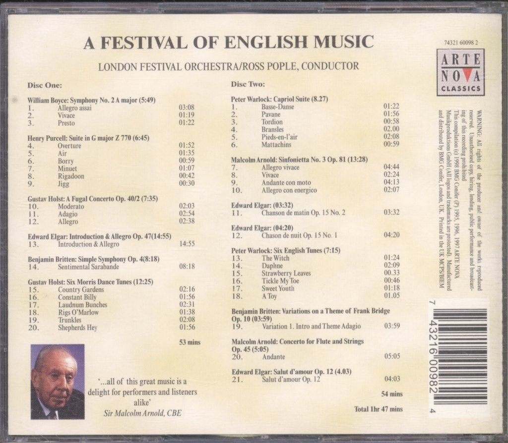 London Festival Orchestra, Ross Pople - A Festival of English Music - Double Cd