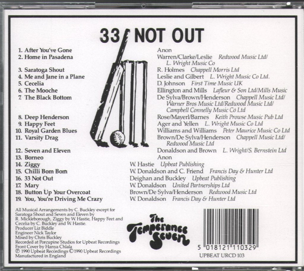 Temperance Seven - 33 Not Out - Cd