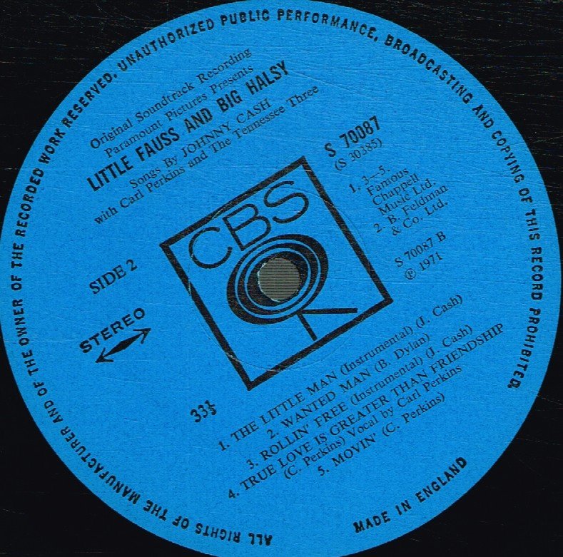 Johnny Cash - Little Fauss And Big Halsy (Original Soundtrack) - Lp