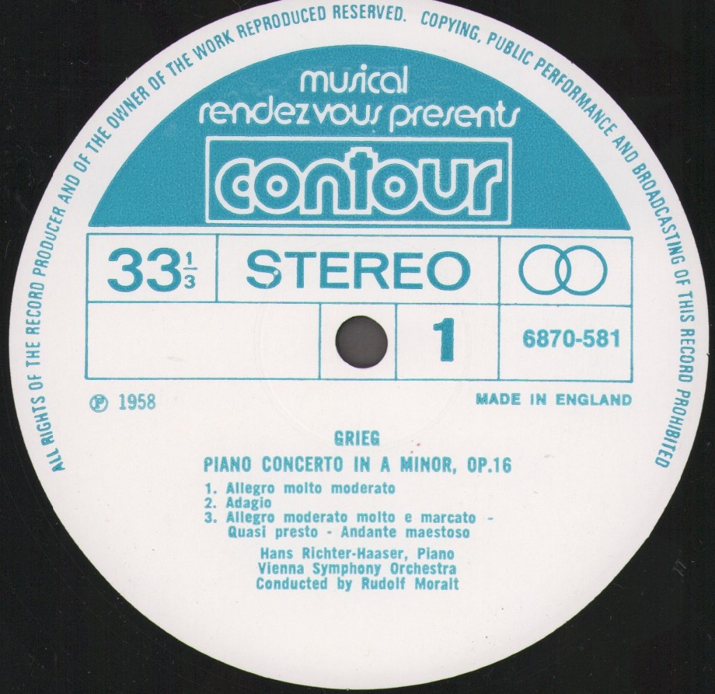Hans Richter-Haaser / Vienna Symphony Orchestra / Rudolf Moralt - Grieg - Piano Concerto In A Minor, Op. 16 / Schumann - Piano Concerto In A Minor, Op. 54 - Lp