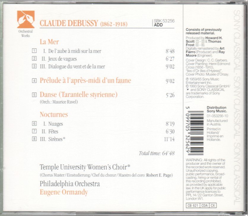Claude Debussy - La Mer, Prelude, Danse, Nocturnes - Cd