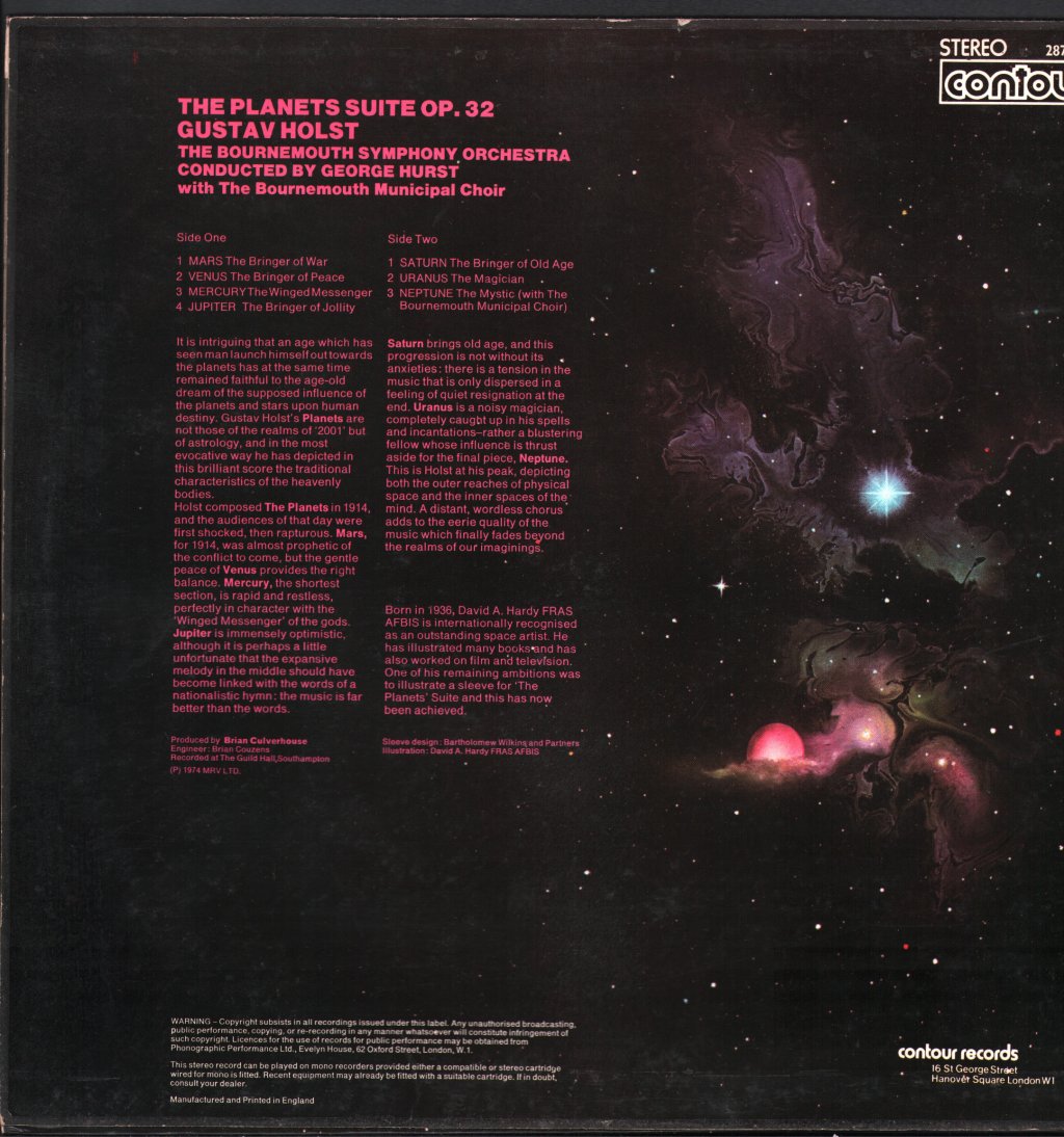 Bournemouth Symphony Orchestra / George Hurst - Holst Planets Suite Op. 32 - Lp