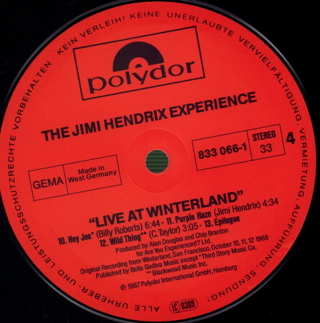 Jimi Hendrix Experience - Live At Winterland - Double Lp