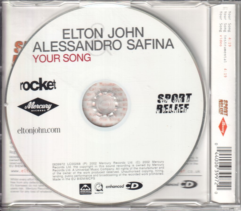 Elton John And Alessandro Safina - Your Song - Cd