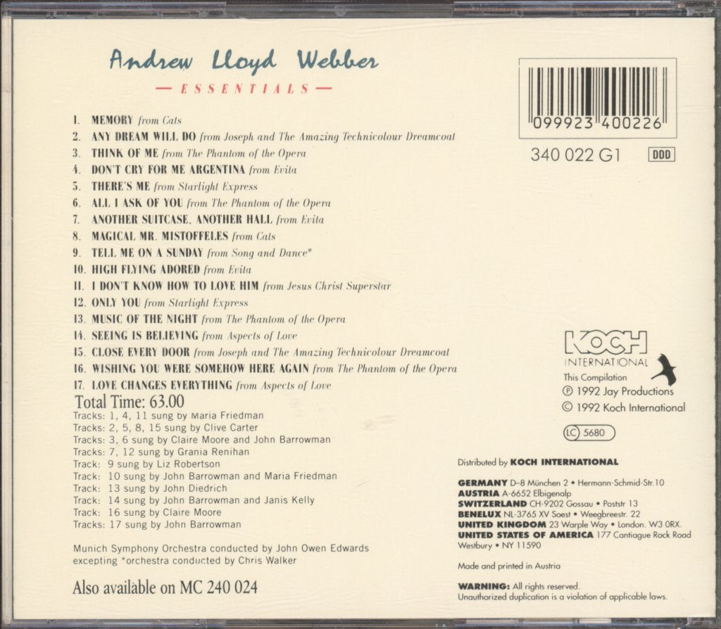Andrew Lloyd Webber - Essentials: The Ultimate Andrew Lloyd Webber Collection - Cd