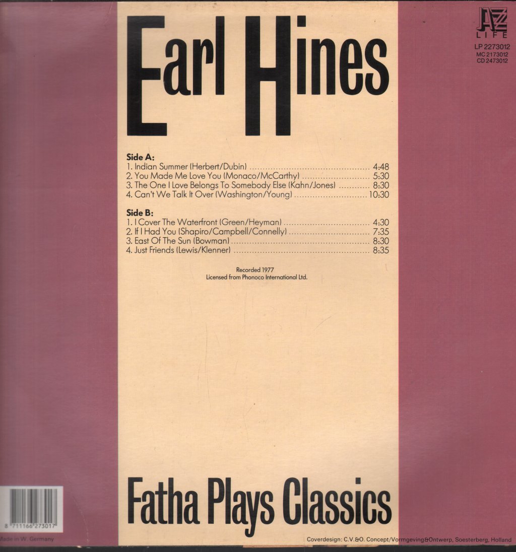 Earl Hines - Fatha Plays Classics - Lp