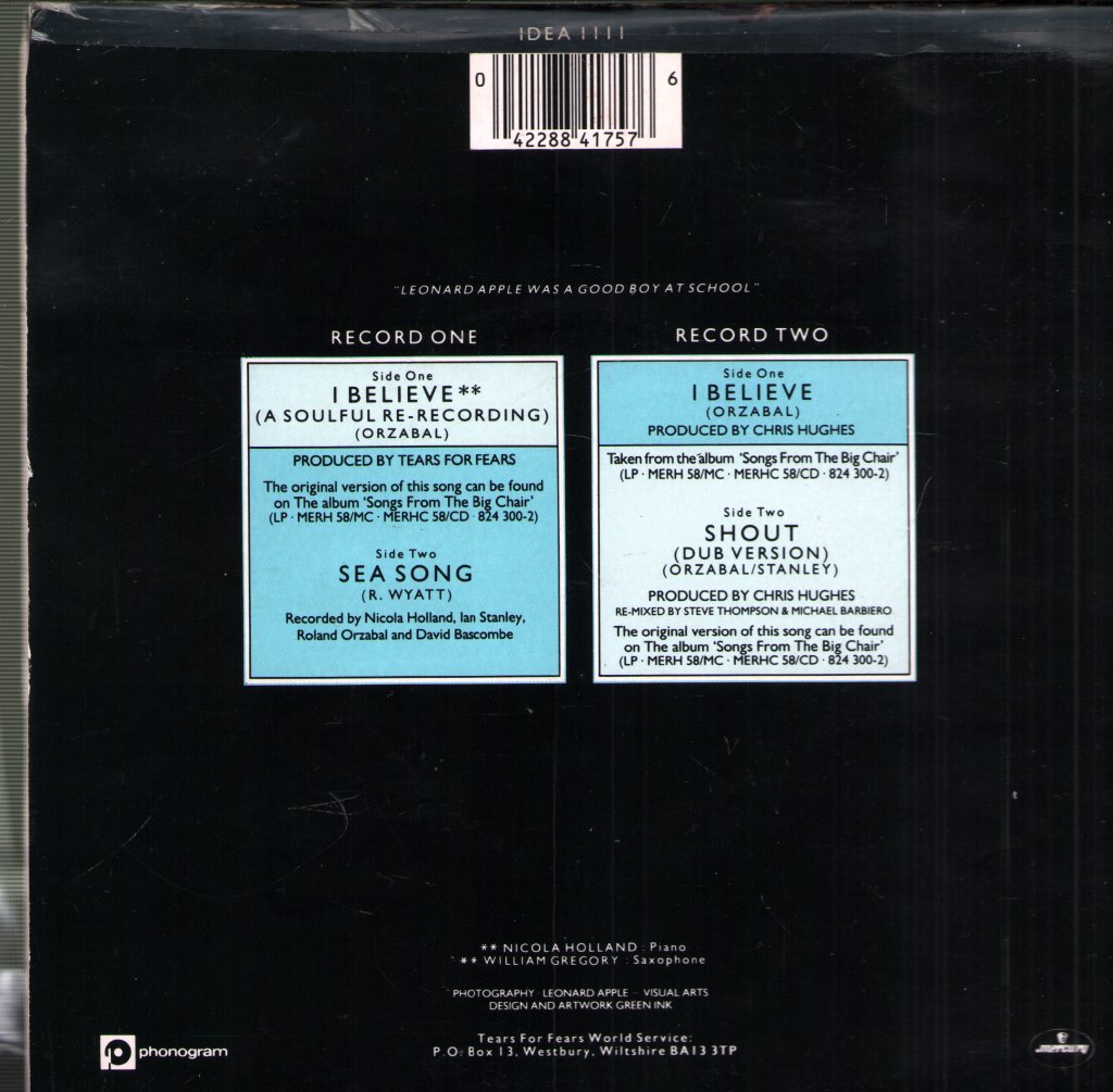 Tears For Fears - I Believe - Double 7 Inch