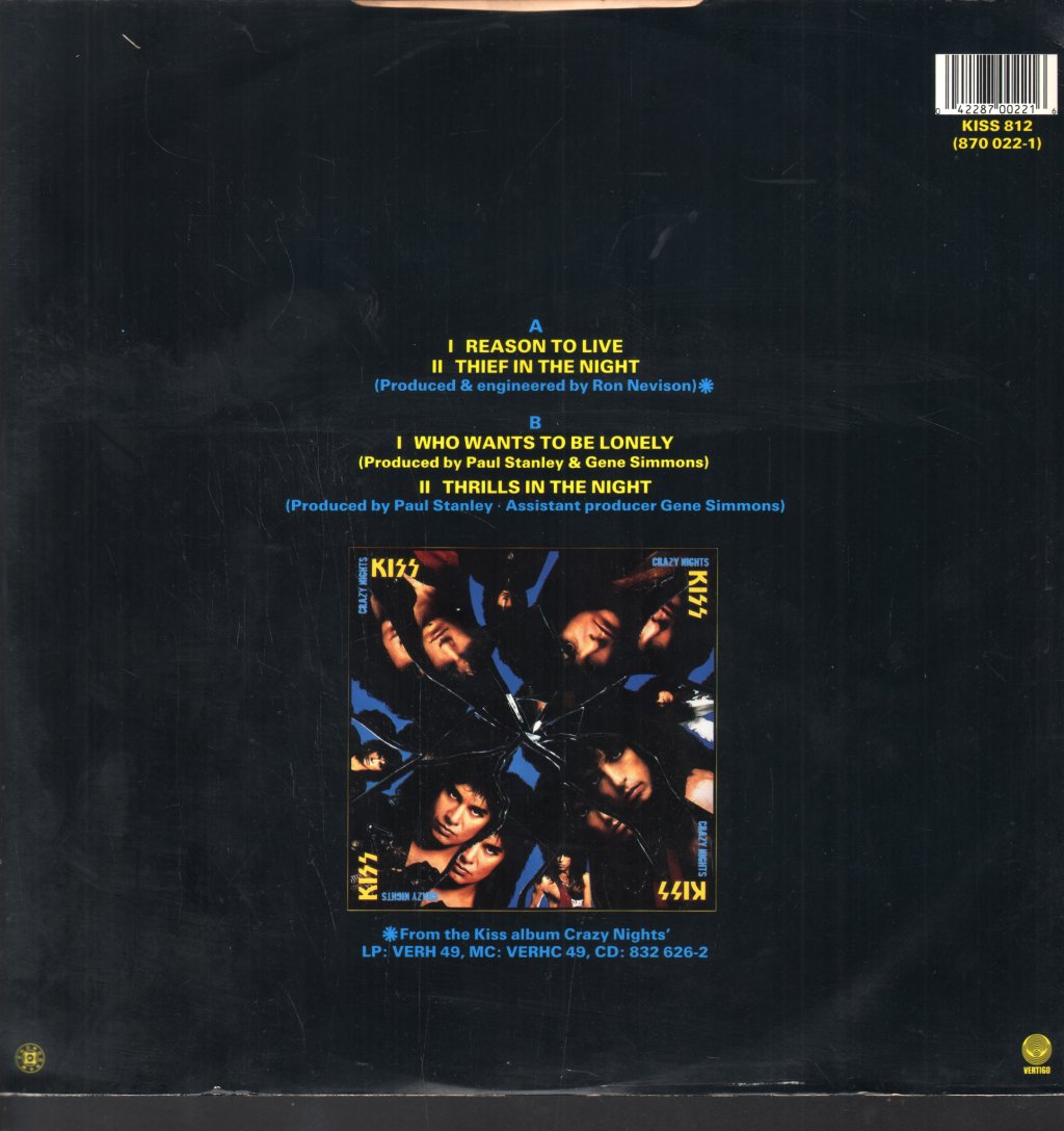 Kiss - Reason To Live - 12 Inch