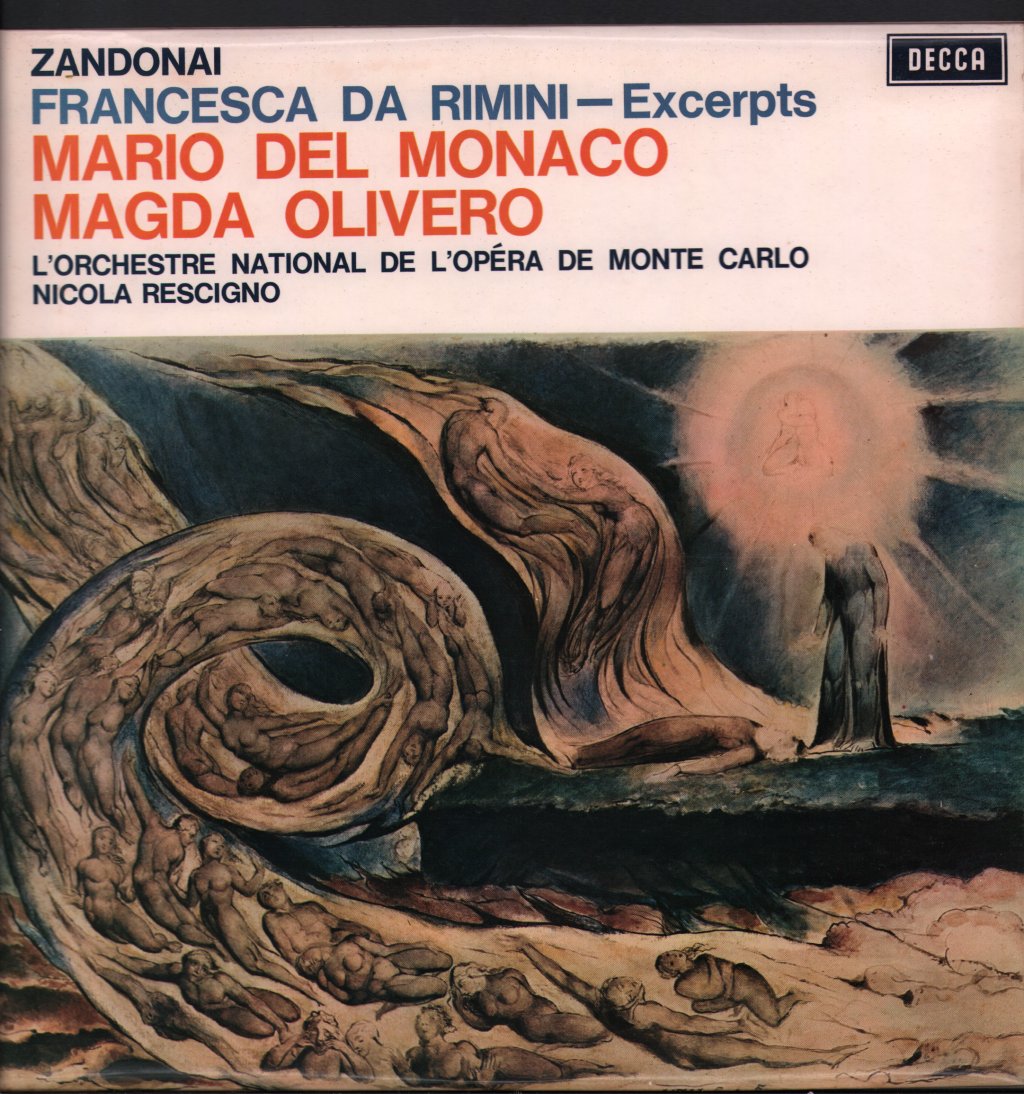 Mario del Monaco / Magda Olivero / Orchestre National De L'Opéra De Monte-Carlo / Nicola Rescigno - Francesca Da Rimini - Excerpts - Lp