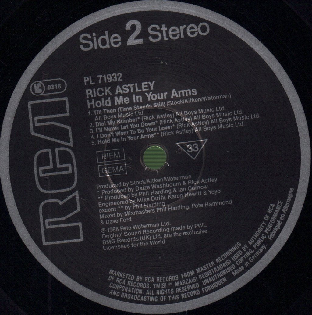 Rick Astley - Hold Me In Your Arms - Lp