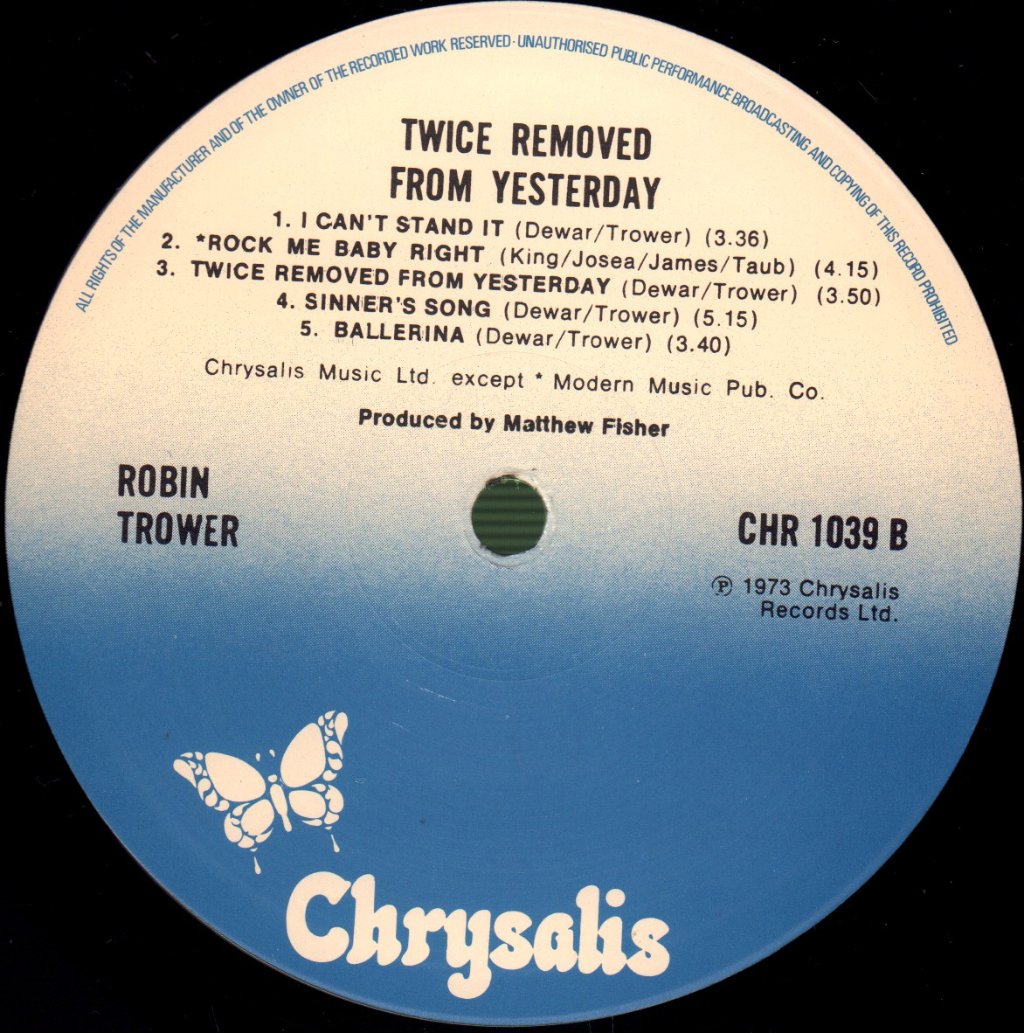Robin Trower - Twice Removed From Yesterday - Lp