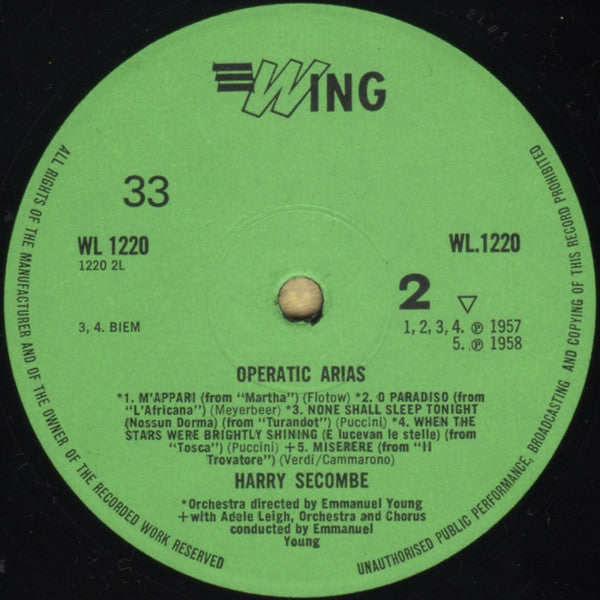 Harry Secombe - Operatic Arias - Lp