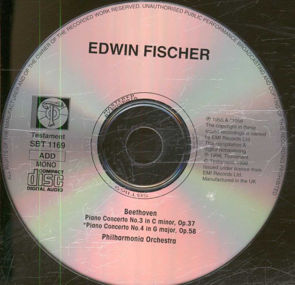 Edwin Fischer, Philharmonia Orchestra - Beethoven - Piano Concertos 3 & 4 - Cd
