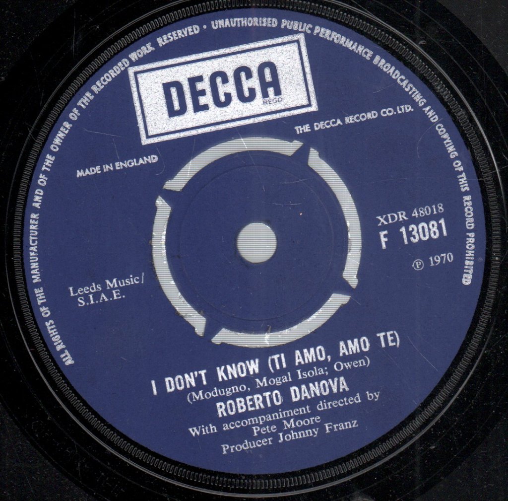 Roberto Danova - I Saw You Sleep This Morning - 7 Inch