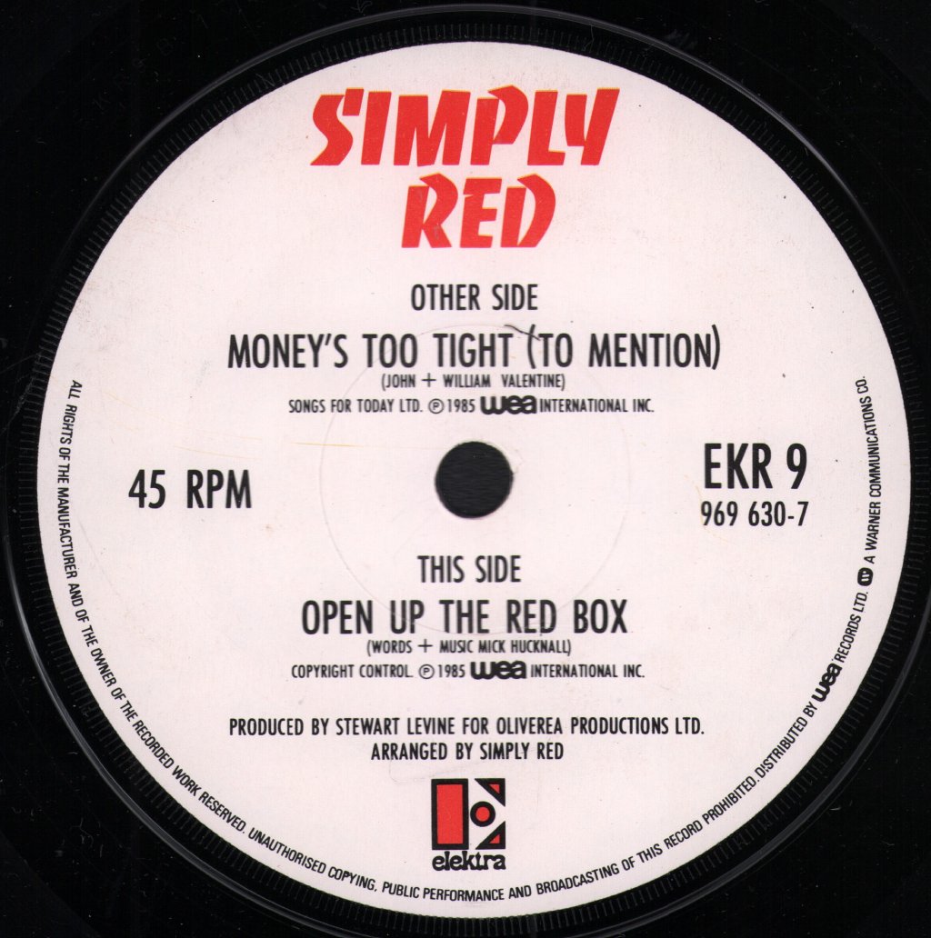 Simply Red - Moneys Too Tight To Mention - 7 Inch