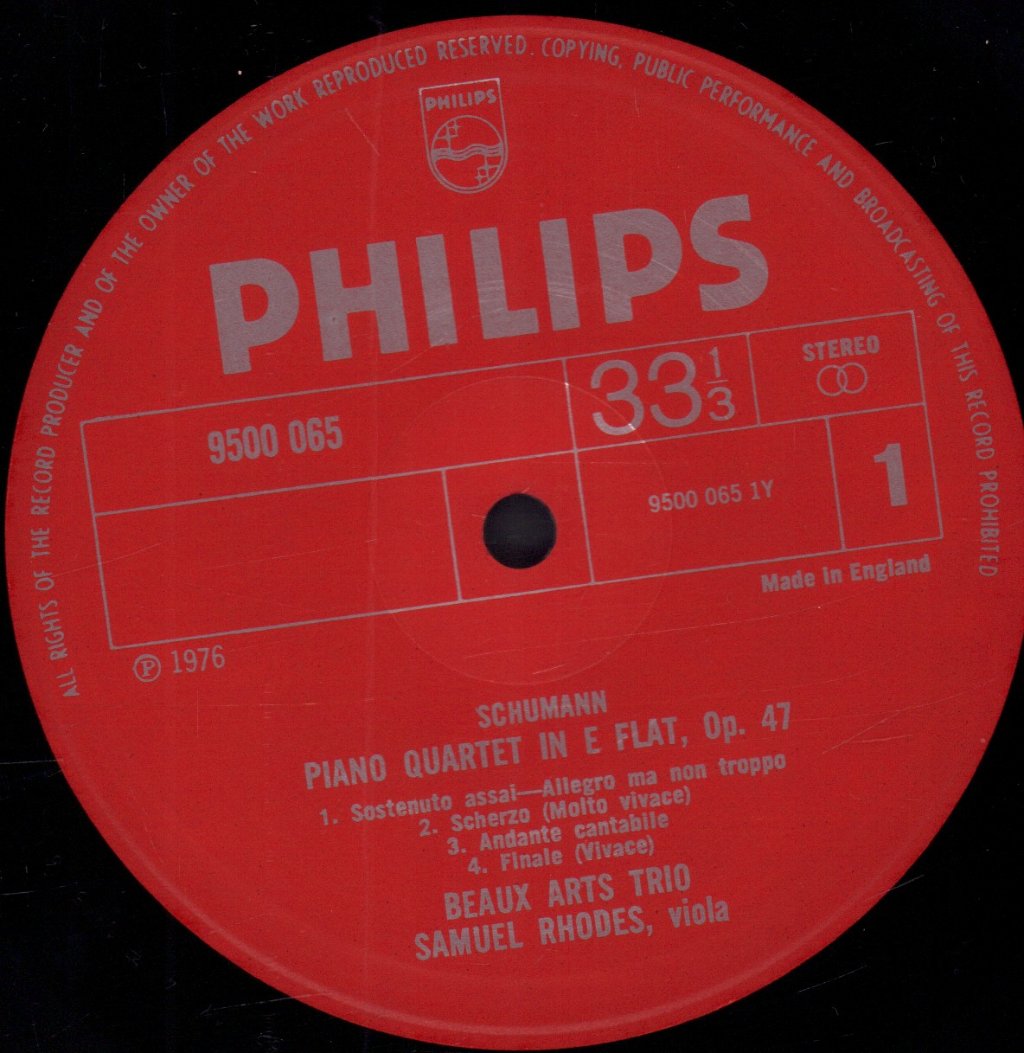 Beaux Arts Trio samuel rhodes viola - schumann Piano Quartet Op. 47 / Piano Quintet Op. 44 - Lp