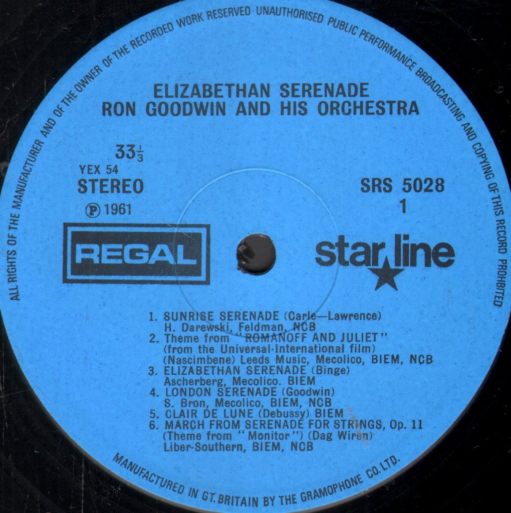 Ron Goodwin And His Orchestra - Elizabethan Serenade - Lp